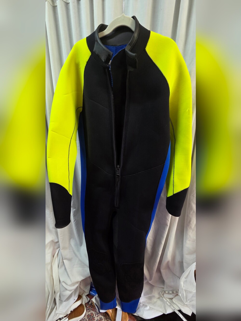 Neoprene Full-Body Wetsuit in Black, Yellow & Blue